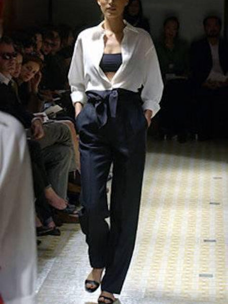 HERMÈS BY MARGIELA SS2004 BI-COLOR COTTON AND SILK SHIRT