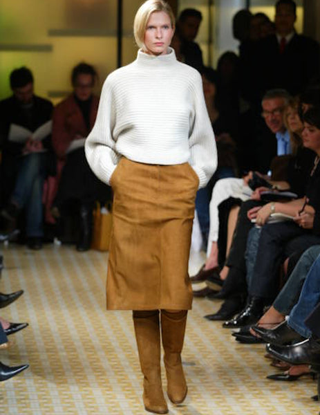 HERMÈS BY MARGIELA AW2003 SUEDE MIDI SKIRT