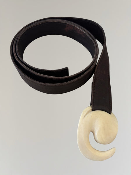 ELSA PERETTI LEATHER BELT WITH IVORY BUCKLE