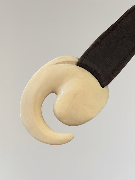 ELSA PERETTI LEATHER BELT WITH IVORY BUCKLE