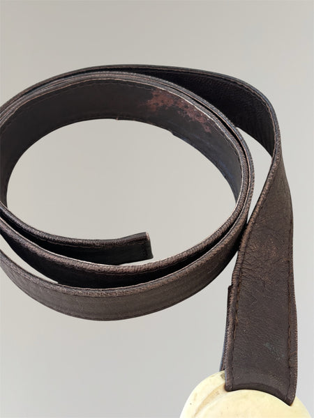 ELSA PERETTI LEATHER BELT WITH IVORY BUCKLE