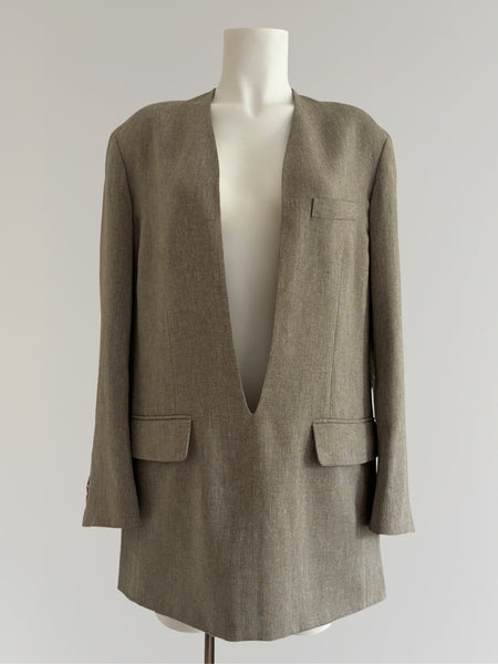 HERMÈS BY MARGIELA SS1999 LINEN VAREUSE BLAZER