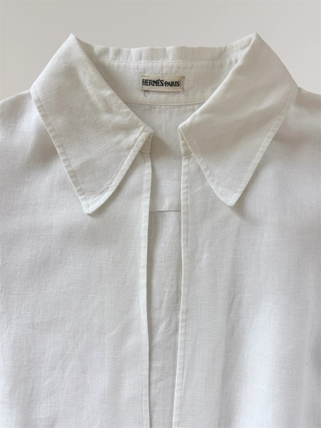 HERMÈS BY MARGIELA SS1999 LINEN VAREUSE SHIRT