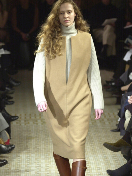 HERMÈS BY MARGIELA AW2000 CAMEL HAIR VAREUSE DRESS