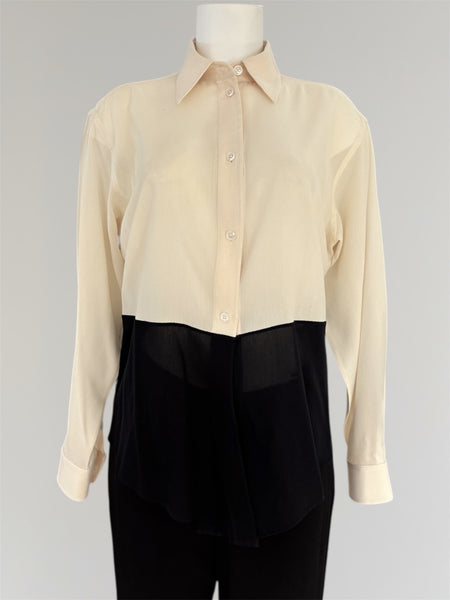 HERMÈS BY MARGIELA SS2004 BI-COLOR COTTON AND SILK SHIRT