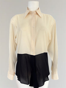 HERMÈS BY MARGIELA SS2004 BI-COLOR COTTON AND SILK SHIRT