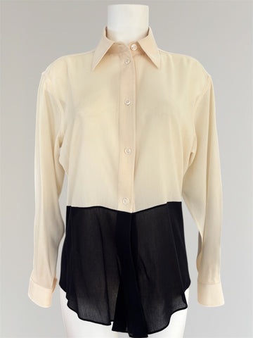 HERMÈS BY MARGIELA SS2004 BI-COLOR COTTON AND SILK SHIRT