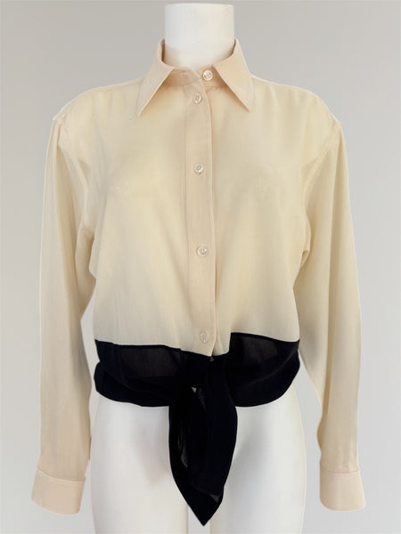 HERMÈS BY MARGIELA SS2004 BI-COLOR COTTON AND SILK SHIRT