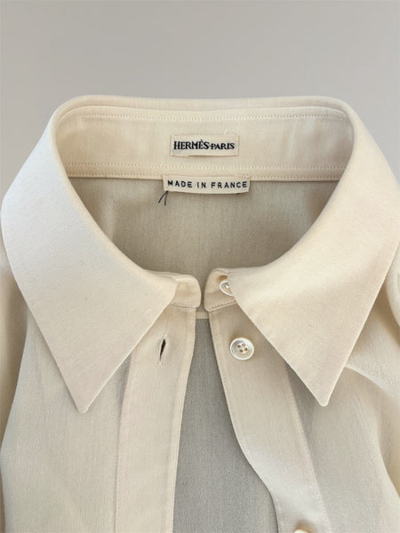 HERMÈS BY MARGIELA SS2004 BI-COLOR COTTON AND SILK SHIRT