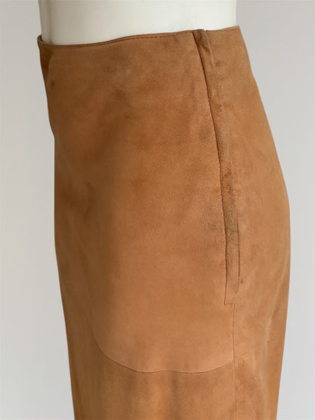 HERMÈS BY MARGIELA AW2003 SUEDE MIDI SKIRT