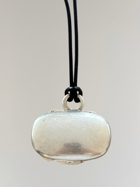 HERMÈS SILVER PILL BOX PENDANT NECKLACE