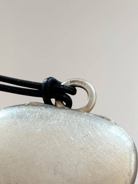HERMÈS SILVER PILL BOX PENDANT NECKLACE