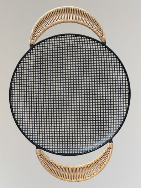 MATHIEU MATÉGOT TRAY WITH RATTAN HANDLES