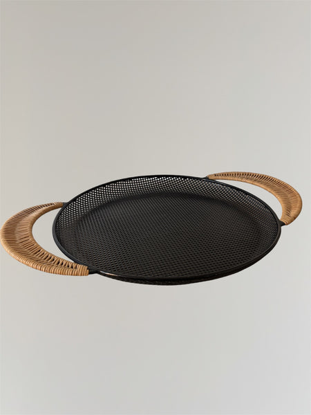 MATHIEU MATÉGOT TRAY WITH RATTAN HANDLES