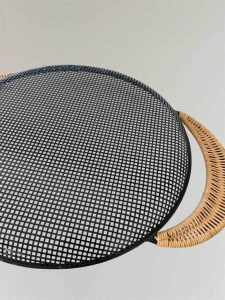 MATHIEU MATÉGOT TRAY WITH RATTAN HANDLES