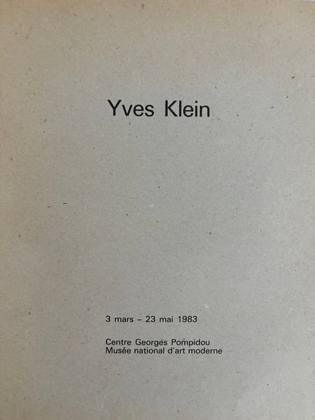 YVES KLEIN CENTRE POMPIDOU EXHIBITION BOOK FROM 1983