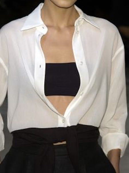 HERMÈS BY MARGIELA SS2004 BI-COLOR COTTON AND SILK SHIRT